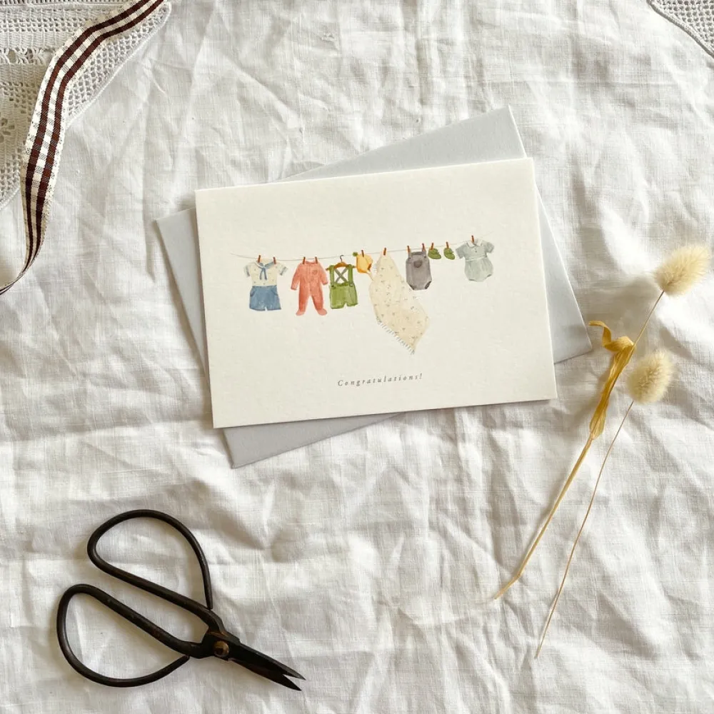 Baby clothes washing line card 'Congratulations'|Cottontails Baby Clearance