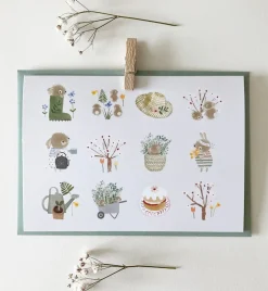 Handmade Card & Stickers - Spring Bunnies|Cottontails Baby Hot