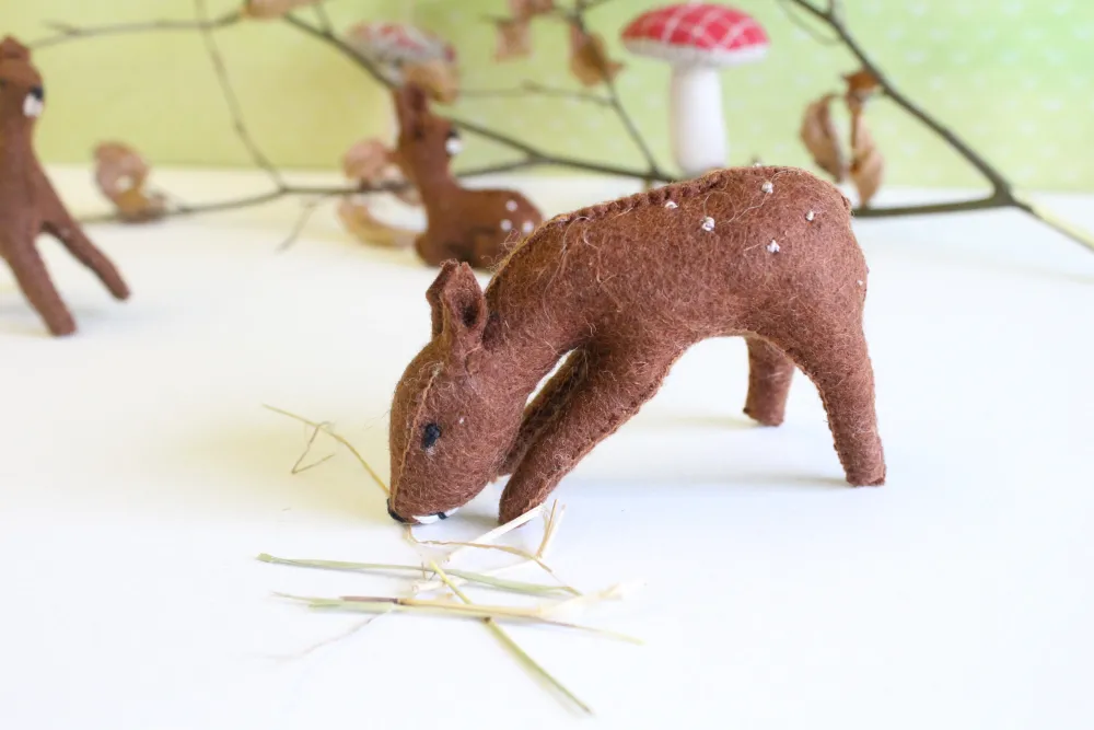 Handmade little felt grazing doe|Cottontails Baby Sale
