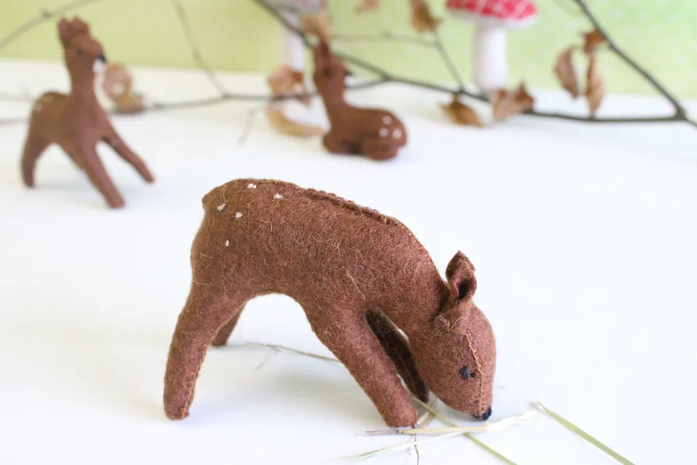 Handmade little felt grazing doe|Cottontails Baby Sale