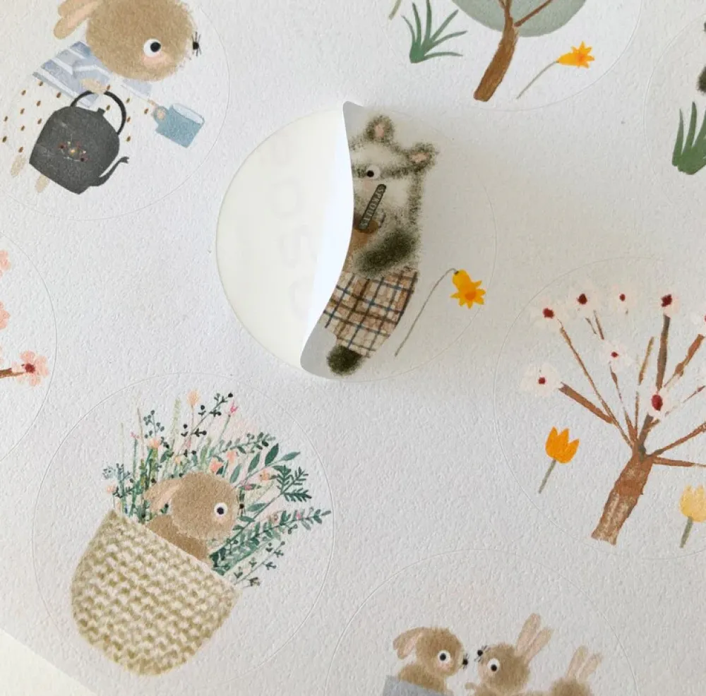 Handmade Paper Stickers - Spring|Cottontails Baby Hot