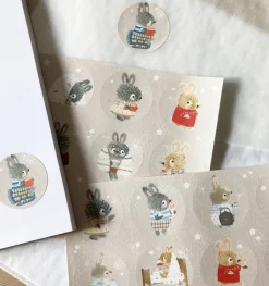 Handmade Paper Stickers - Cosy Bunnies|Cottontails Baby Online
