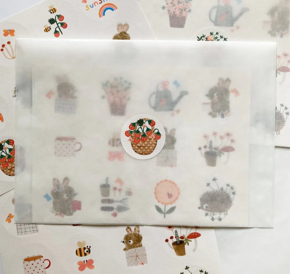 Handmade Paper Stickers - Gardening Bunnies|Cottontails Baby New