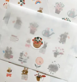 Handmade Paper Stickers - Gardening Bunnies|Cottontails Baby New
