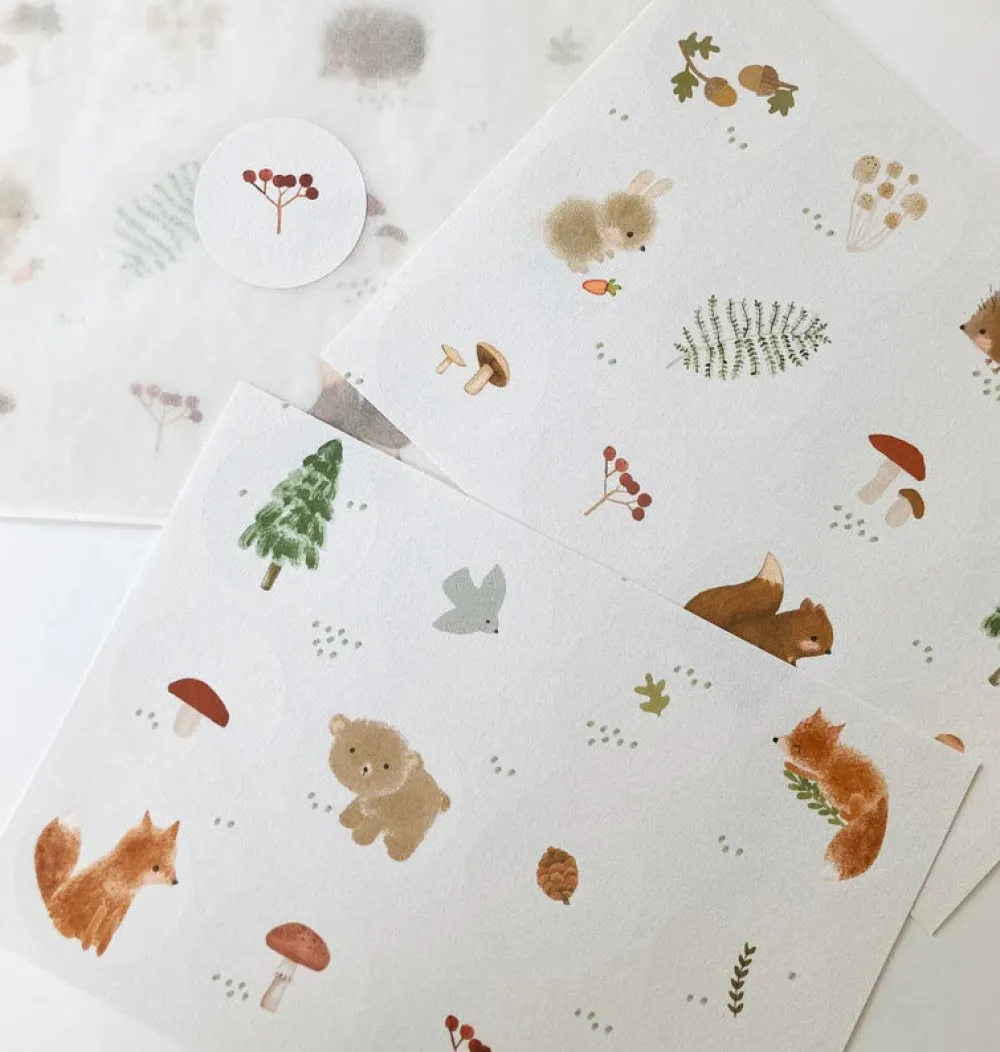 Handmade Paper stickers - White Woodland|Cottontails Baby