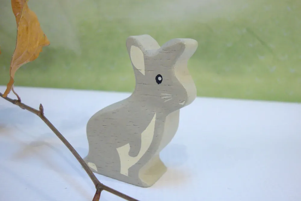 Little wooden woodland animal - grey rabbit|Cottontails Baby Best