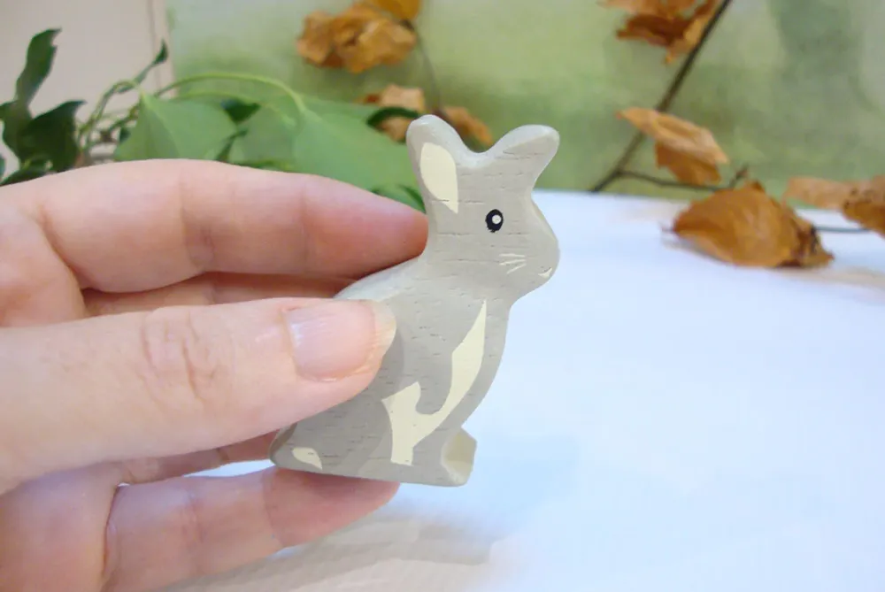 Little wooden woodland animal - grey rabbit|Cottontails Baby Best