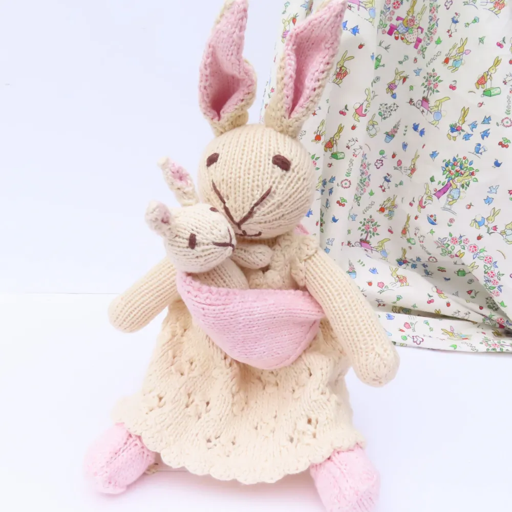 Mother Rabbit and Baby - hand knitted organic cotton|Cottontails Baby Hot