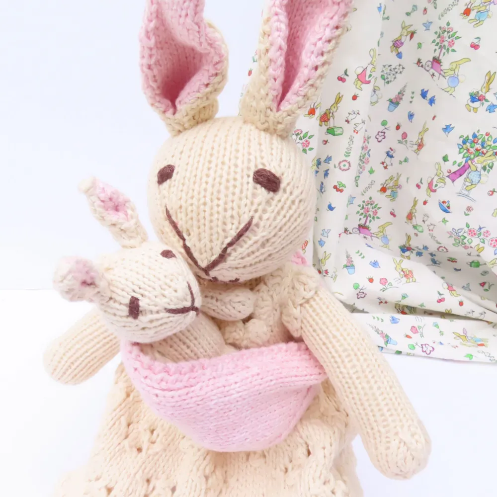 Mother Rabbit and Baby - hand knitted organic cotton|Cottontails Baby Hot