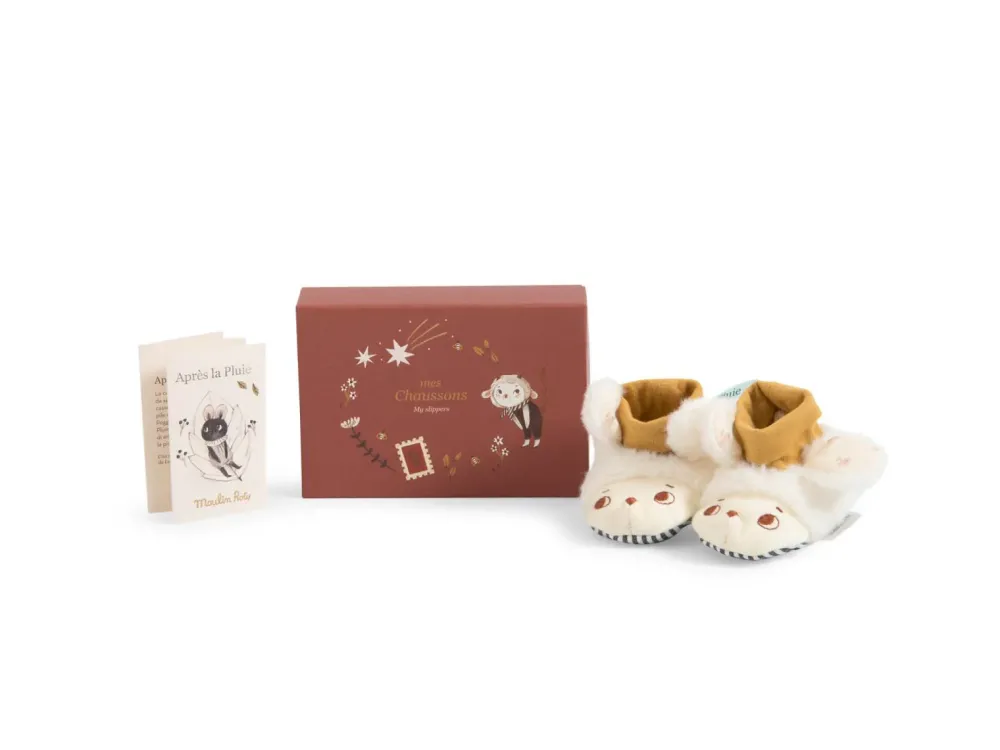 Moulin Roty Apres la Pluie baby slippers - sheep|Cottontails Baby New