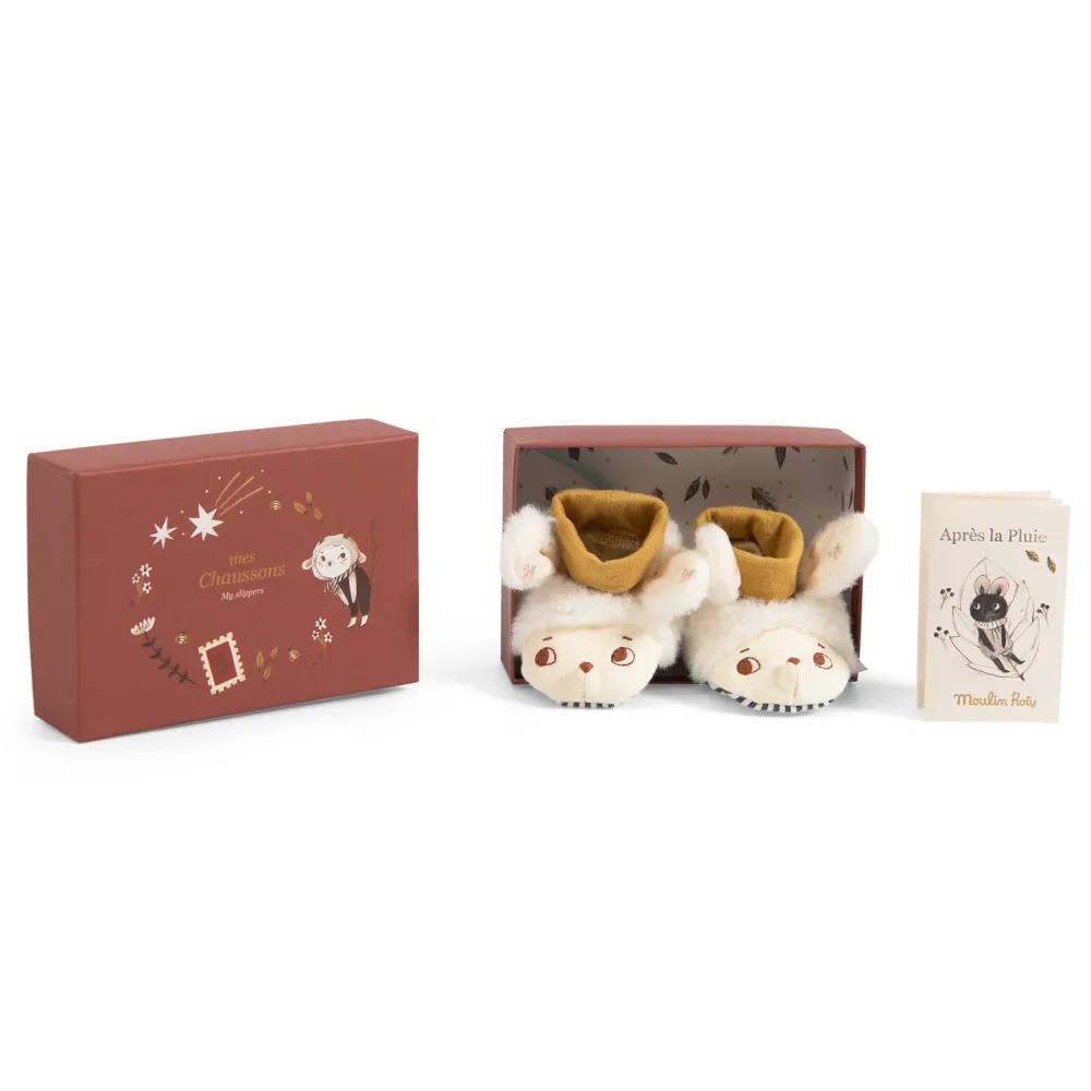 Moulin Roty Apres la Pluie baby slippers - sheep|Cottontails Baby New