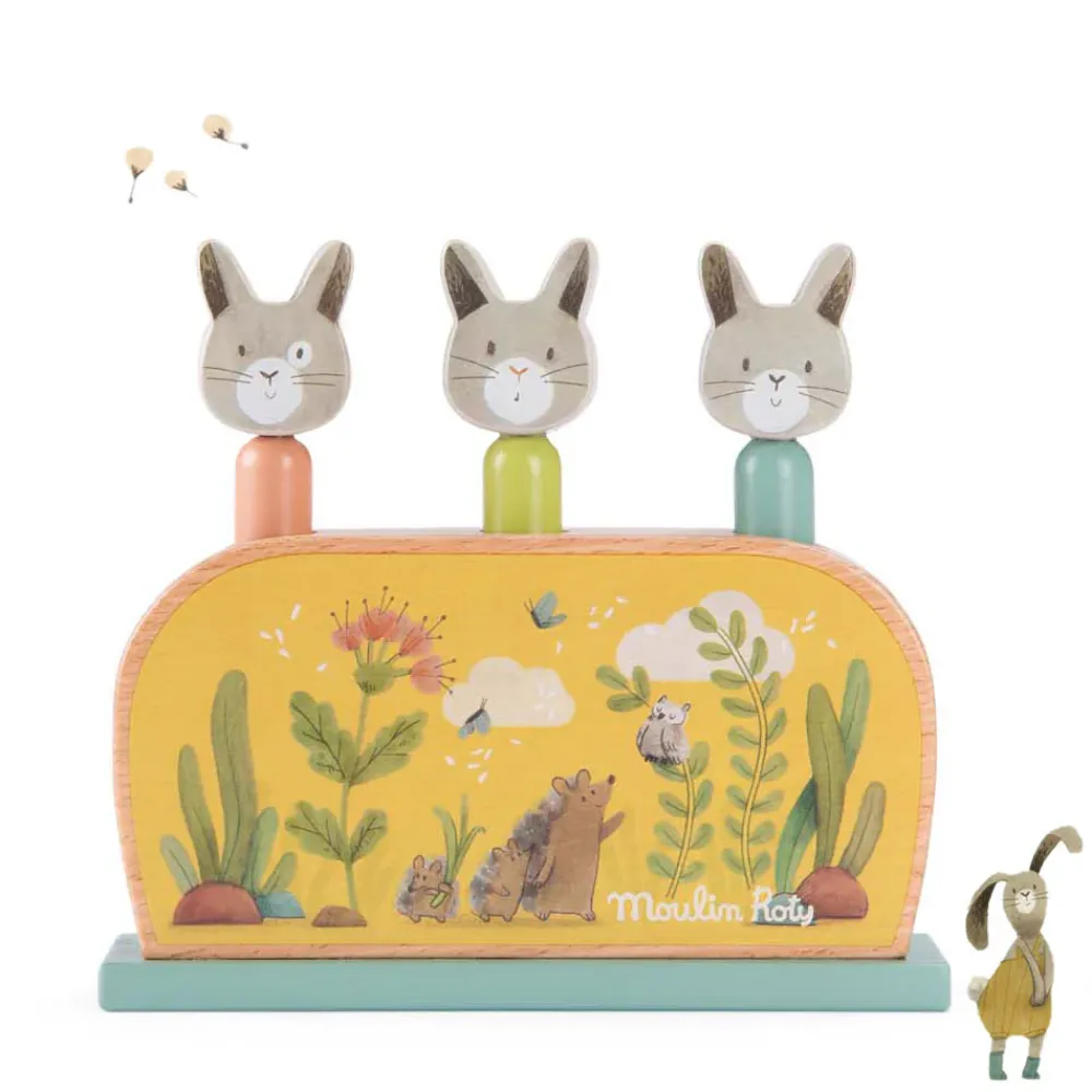 Moulin Roty Three Rabbits Wooden Pop-up Toy|Cottontails Baby Best