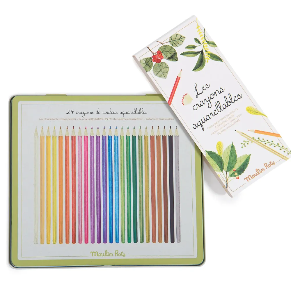 Moulin Roty watercolour pencils in a tin|Cottontails Baby New