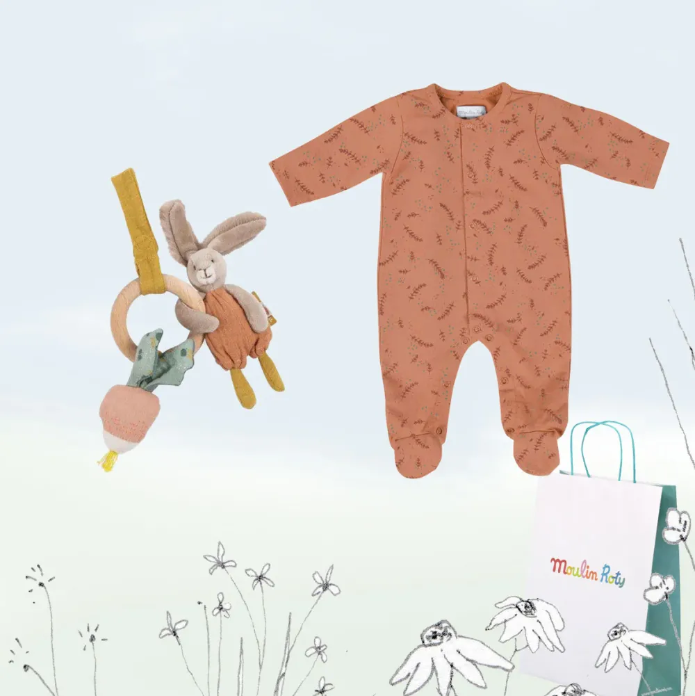 New Baby Gift Set - sprig sleep suit & activity bunny|Cottontails Baby Best