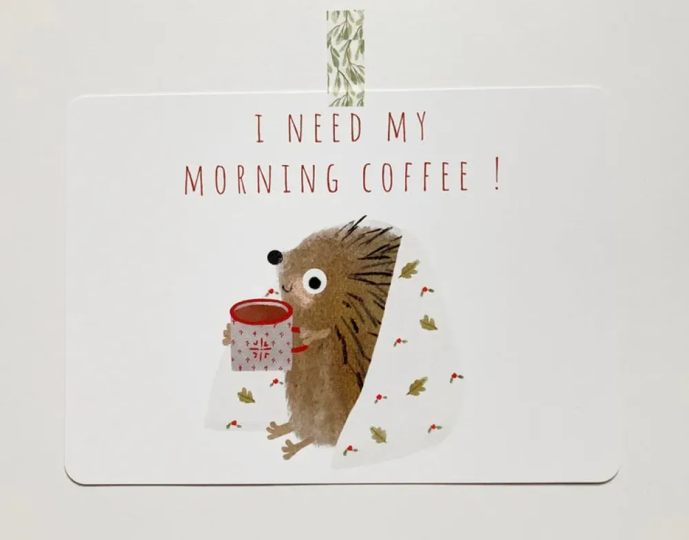 Postcard & Envelope - Hedgehog & Morning Coffee|Cottontails Baby Clearance